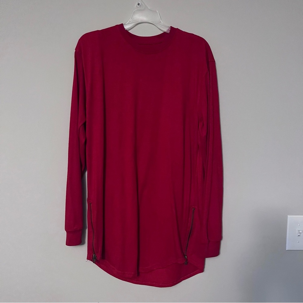 Long sleeve Red shirt with side zippers